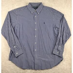 Ralph Lauren Shirt Mens Sz 2XL Blue Check Plaid Classic Fit Button Down